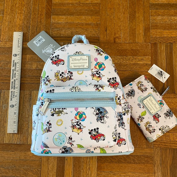 Disney Parks Loungefly Mickey and Minnie’s Runaway Railway backpack and wallet - Picture 1 of 12